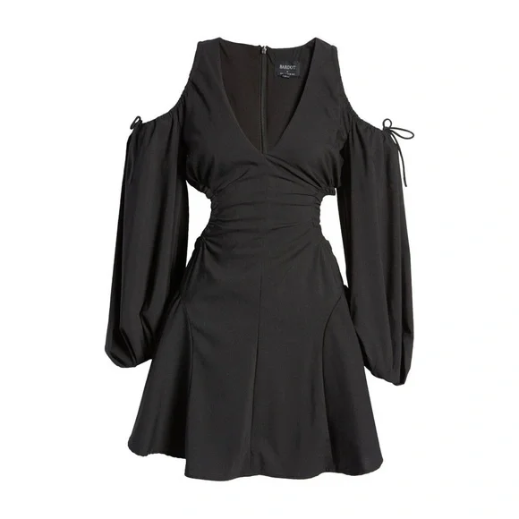 Revolve BARDOT NWT Apollo Fit & Flare Cutout Mini Dress Black Size Small - Picture 5 of 10